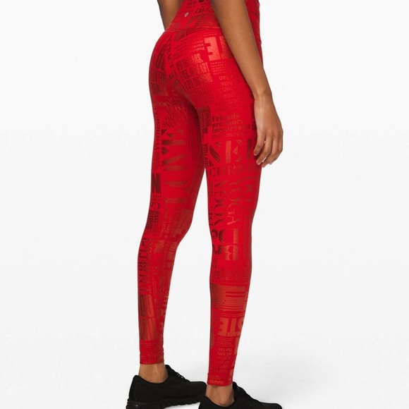 Lululemon Limited Edition Red Logo Leggings Size 4 - Picture 2 of 5